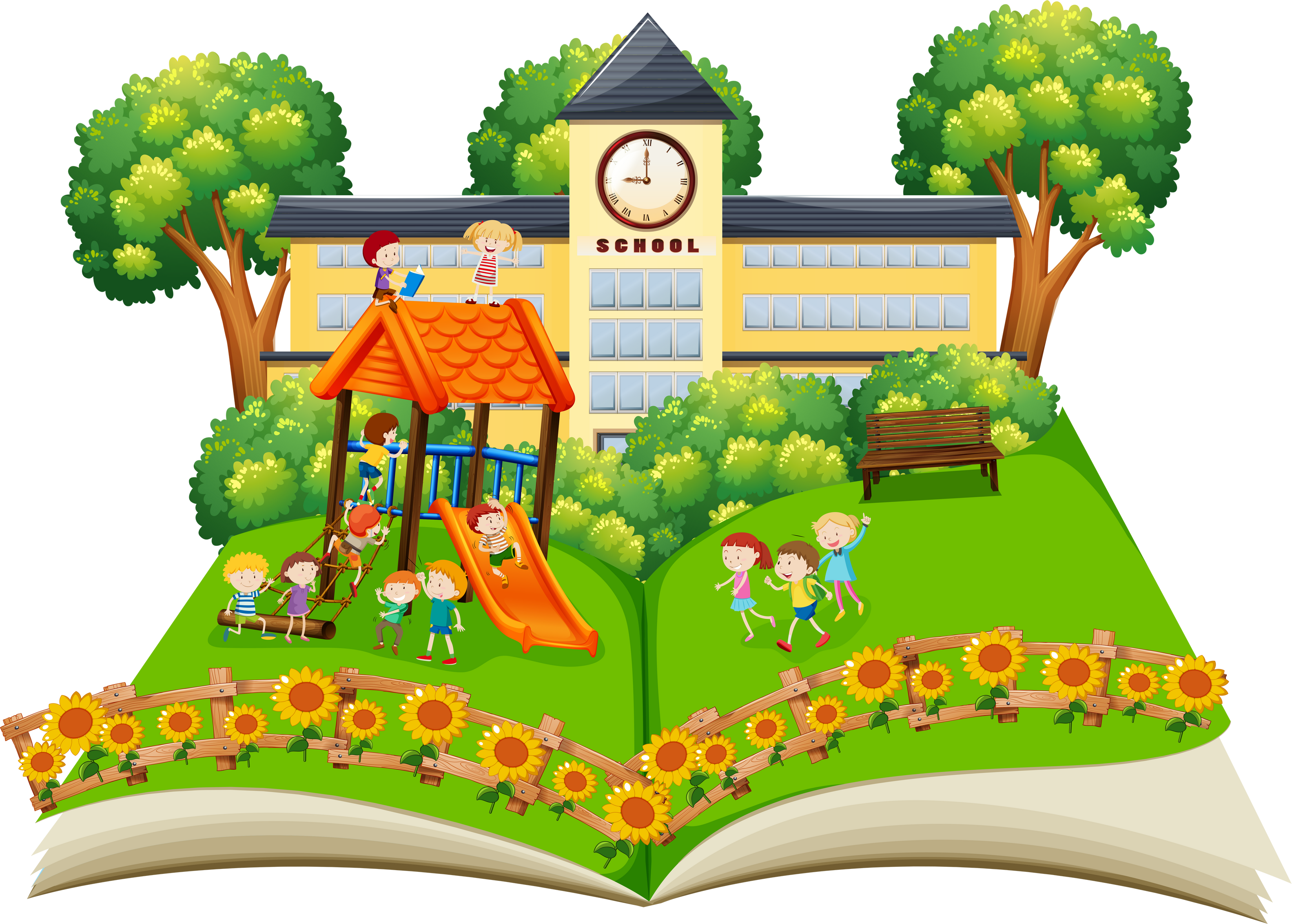 Scene of children playing in the schoolyard pop up book